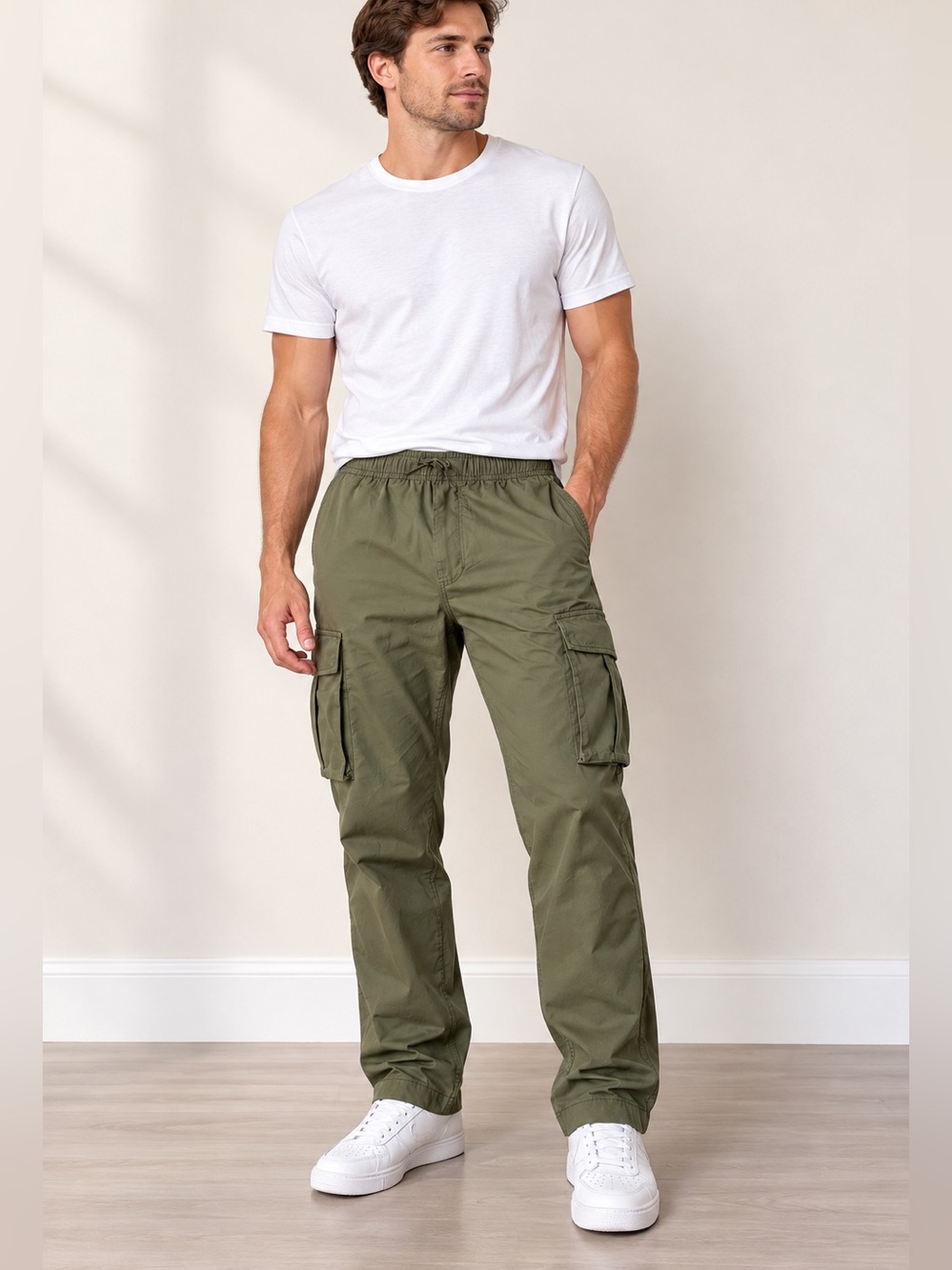 CSG Everett Men’s Cargo Pants Medium Olive Green Utility Drawstring NWT